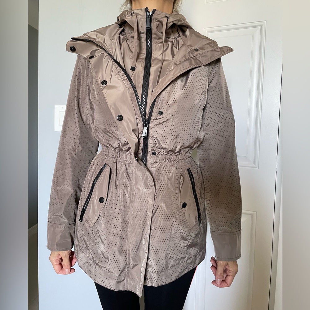 Taupe Rain Jacket Mid Length. Size Small.